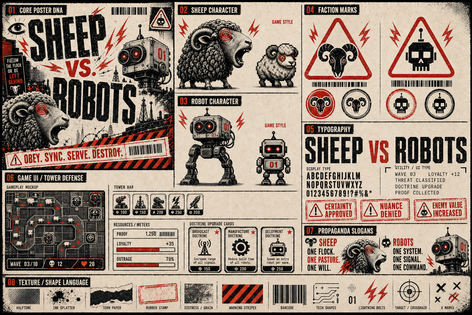 Sheep Vs Robots look and feel board